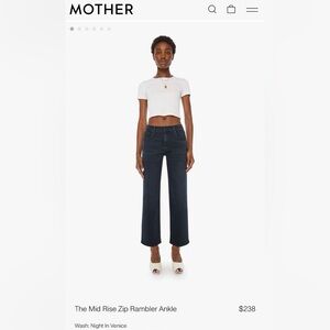 MOTHER Mid Rise Zip Rambler Ankle Jeans - Night In Venice (Dark Indigo)